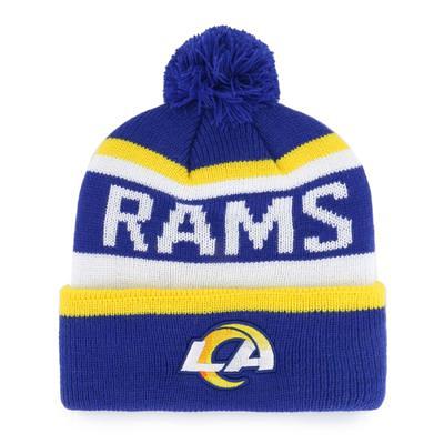 Women's New Era White Los Angeles Rams 2023 Sideline Cuffed Knit Hat with Pom