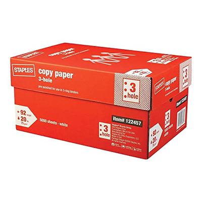 Staples 8.5 x 11 3-Hole Punched Copy Paper, 20 lbs., 92