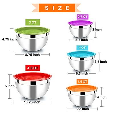 Mixing Bowl With Lid Set Of 5 Stainless Steel Nesting Salad Bowl Set For  Prepping Mixing