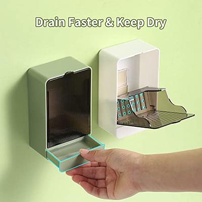 Soap Dish with Drain Wall Mount Adhesive Soap Holder for Bathroom Shower