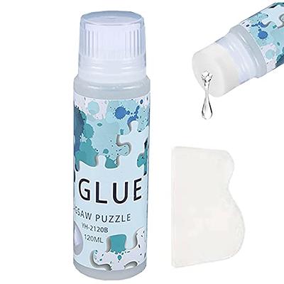  Jigsaw Puzzle Glue Clear with Sponge Head, Quick Drying, Bright  and Water-Soluble Puzzle Glue, fits for 1000 Pieces Jigsaw Puzzles, Puzzle  Glue for Frame, Puzzle Accessories, 120ML X 2 Bottle 