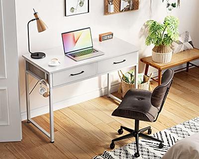 ODK 40 Inch Small Desk with Fabric Drawers- for Bedroom, White Vanity Desk  with Storage, Home Office Computer Desk for Small Spaces, Modern Work  Writing Study Table, White - Yahoo Shopping