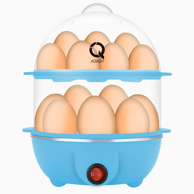 Elite Gourmet EGC007CBL#Rapid Egg Cooker, 7 Easy-To-Peel, Hard, Medium, Soft Boiled Eggs, Poacher, Omelet Maker, Auto Shut-Off, Alarm, 16-Recipe
