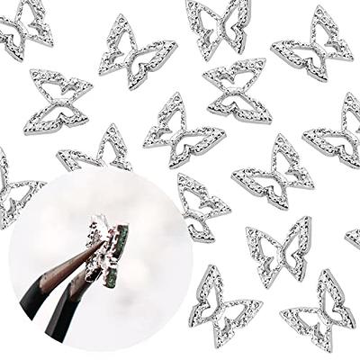  RODAKY Silver Metal Alloy Butterfly Nail Charms 3D Butterflies  Shape Charms for Nails Gems Decoration White Rhinestones for Nails DIY  Manicure Jewelry Accessories Women Nail Supplies : Beauty & Personal Care