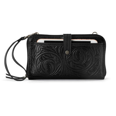 The Sak Womens Iris Crossbody in Leather Casual Purse With Adjustable Strap  Zipper Pockets, Black, One Size US