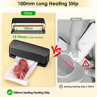 Mini Bag Sealer, Heat Sealer, Quick Heat Sealing Mini Chip Bag Sealer Handheld with Cutter/3 Gears/3.9-inch Heating Strip Rechargeable Bag Resealer