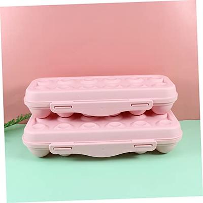 DOITOOL 2pcs Organizer with Lid Egg Holder for Deviled Eggs with Lid  Deviled Egg Tray Single Layer Egg Box Egg Holder Fridge Egg Stand Crisper  Storage Box Refrigerator Egg Holer Pink 