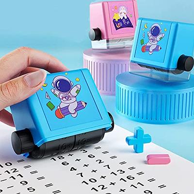 4PCS Smart Math Roller Stamps,Teaching Stamps for Kids,Math