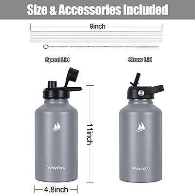 Waipfaru Half Gallon/64Oz Insulated Water Bottle, Stainless Steel