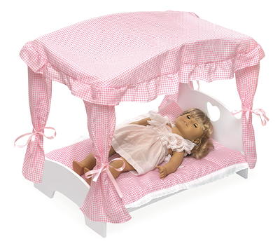 Majesty Baby Bassinet w/ Canopy in White/Pink Bedding - Badger