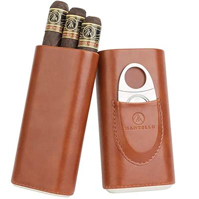 Black Cigar Case with Cigar Cutter PU Leather Humidor Travel