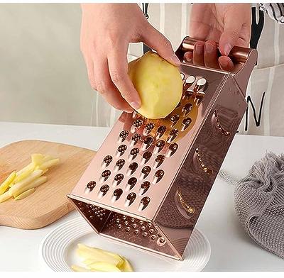Ouorkhome Cheese Grater with Handle, Box Graters with Container, Stainless  Steel 4 Sides, Kitchen Slicer Shredder Zester Grater for Parmesan Cheese