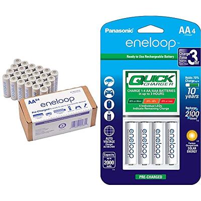 eneloop Advanced Individual Battery 3-Hour Quick Charger with 4 AA eneloop  Rechargeable Batteries Included