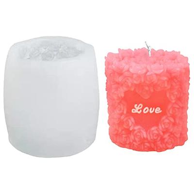  Rose Flower Heart Candle Molds Valentine's Day Cylinder Resin  Casting Mold for Candle Making Resin Casting Silicone Mold for DIY Candle  Making Polymer Clay Craft Plaster