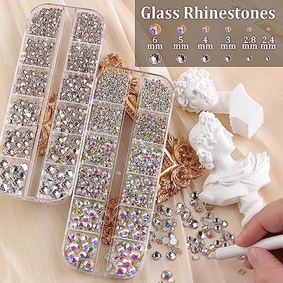  Rhinestones for Nails, Manicure Gem, Multi Size Flat Back Glass  Crystal AB & Transparent Clear + Mixed Color Gemstones Round Gems Beads for  Nail Art Decor with Pickup & Dotting Tools 