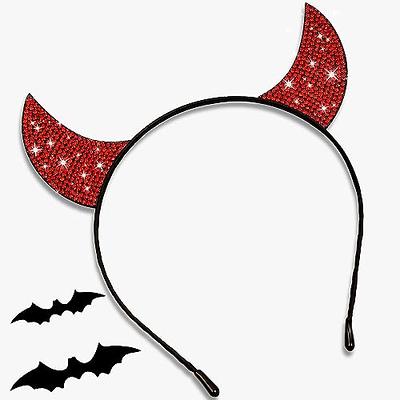 FUNCREDIBLE Devil Horns And Pitchfork, Devil Costume Accessories Set, Glitter Devil Ears Headband