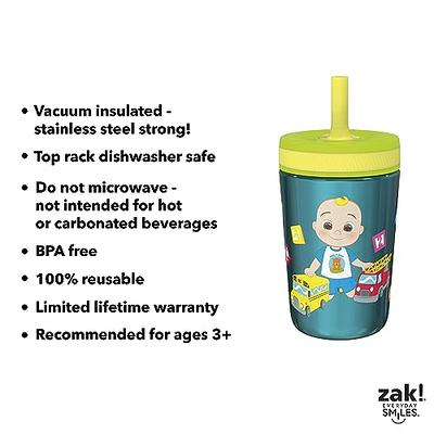 Zak Designs Cocomelon Kelso Tumbler Set, Leak-Proof Screw-On Lid with Straw, Bundle for Kids Includes Plastic and Stainless Steel Cups with Bonus