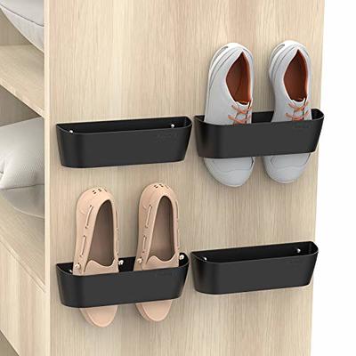 DEYILIAN Wall Mounted Shoes Rack 4 Pack, Hanging Shoe Organizer, Door Hanging Shoe Rack with Sticky Mounts, Wall Shoe Holder for Camper RV Shoe