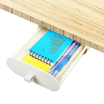 YOOUSOO 2 Pack Under Desk Drawer Organizer, Slide Out Drawer Attachment,  Plastic Desk Accessories & Workspace Organizers,Hidden Desktop Pen Holder  for