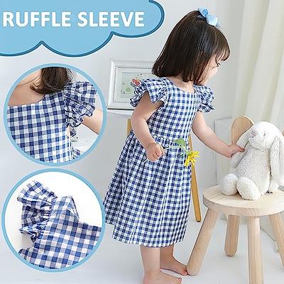 Adventurewear 360 Baby Girl 3-24 Month Square Neck Flutter Sleeve Gingham &  Bunny Print Dress