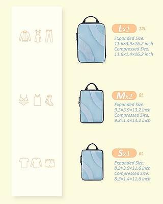 BAGSMART Compression Packing Cubes for Travel, 6 Set Travel Packing Cubes  for Suitcases, Compression Suitcases Organizers Bag Set for Travel