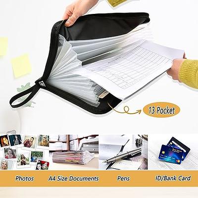 Accordion File Organizer, 25 Pockets Expanding File Folder, Portable Monthly Bill Receipt Documents Organizer, Colorful Tabs, Letter/A4 size, Black