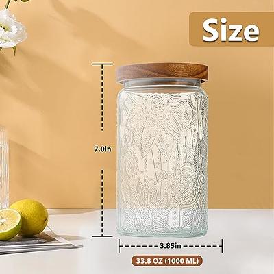 FORHVIPS 34 Oz/2 Pcs Empty Spice Jars Glass with Airtight Lid,Vintage Wide Mouth Mason Jars Sets for Food Storage containers,Sugar, Flour, Candy, Tea