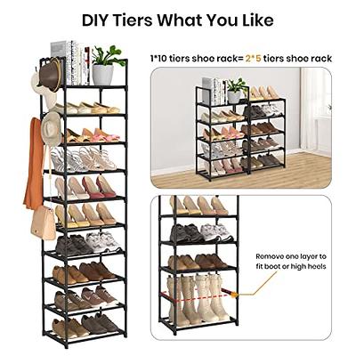 ROJASOP Tall Shoe Rack 10 Tiers Narrow Shoe Rack 20-24 Pairs Vertical Shoe  Rack Space