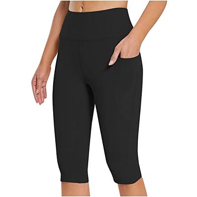  Capri Leggings with Pockets for Women Tummy Control