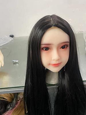LOERSS Silicone Doll Head, Advanced Hair Transplant or Wig,Makeup Doll Head  for Silicone Dolls, Lifelike Female Single Doll Head, Snap or M16 Studs
