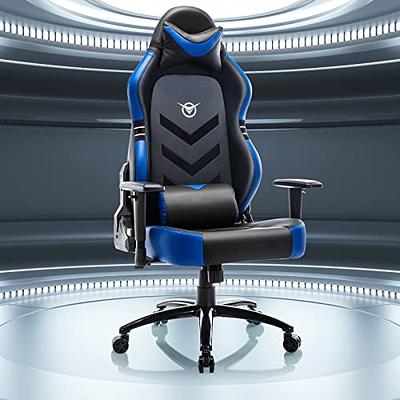 Hanover Commando Ergonomic Gaming Chair with Adjustable GAS Lift Seating Lumbar and Neck Support Black/Blue