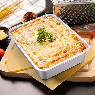 TeamFar Square Cake Pan, 9 Inch Stainless Steel Square Baking Roasting Pan  for Cake Brownie Lasagna, Non-Toxic & Heavy Duty, One Piece Design 