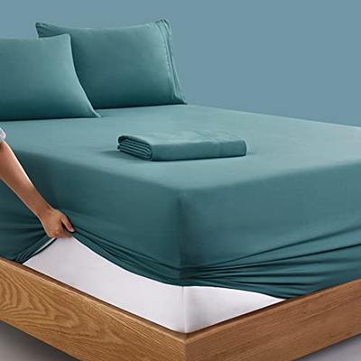 SiinvdaBZX Extra Deep Pocket Queen Sheets for Air Mattress - 4 Piece Teal  Deep Pocket Sheets Queen Size - Fits Mattress 18-24 Inches Deep - Soft 1800