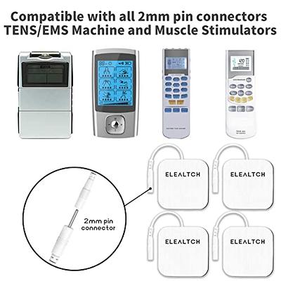 TENS Wired Electrodes Compatible with TENS 7000, TENS 3000 - 20 Premium  2x2 Wired Replacement Pads for TENS Units - Discount TENS Brand