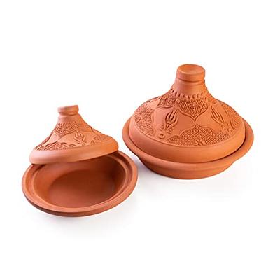 LUKSYOL Handmade Moroccan Clay Pots with Lids | Versatile Cookware Set for  Authentic Cooking | Terracotta & Safe