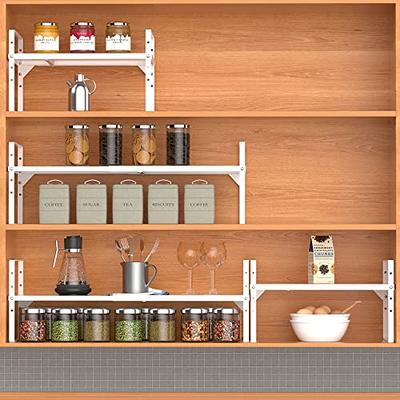 GEDLIRE Expandable Kitchen Cabinet Shelf Organizers 2 Pack, Stackable Metal Pantry  Storage Shelves Rack, Adjustable Counter Shelf for Cabinets, Countertop, Cupboard  Organizers and Storage, White - Yahoo Shopping