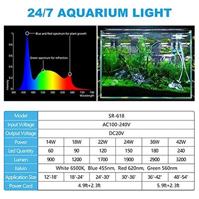 hygger 18W 24/7 Lighting Aquarium LED Light, Sunrise-Daylight-Moonlight  Mode and DIY Mode, Adjustable Timer Adjustable Brightness Fish Tank Light  with