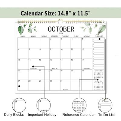 2024 Wall Calendar, Desk Calendar from Jan 2024 to Dec 2024, Aesthetic  Modern Greenery 2024 Monthly Calendar, Large Blocks with To Do List Easy  for Organizing & Planning, 14.8 x 11.5 - Yahoo Shopping