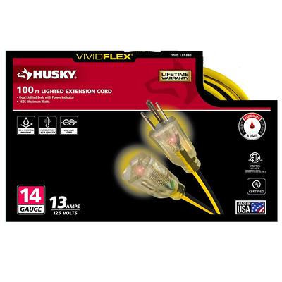 VividFlex 100 ft. 14/3 Heavy Duty Indoor/Outdoor Extension Cord with  Lighted End, Yellow - Yahoo Shopping