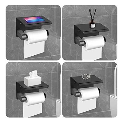 ASTOFLI Toilet Paper Holder with Shelf, Self-Adhesive&Wall Mount