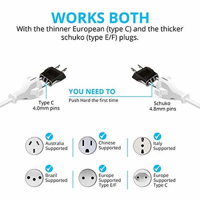 US Travel Plug Adapter Europe/UK/AU/in/CN/JP/Asia/Italy/Swiss to USA Plug  Adapter (Type A& European Plug,2-Pack) 