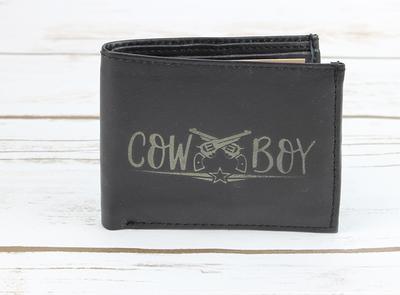 Novelty Kid's Personalized Black Leather Trifold Wallet 