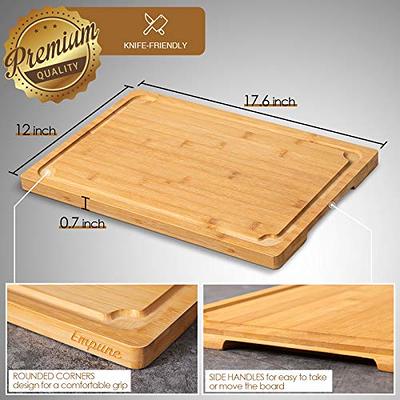 Bamboo Cutting Board for Kitchen, Wood Chopping Board, Easy Grip Handle,  BPA Free, 100% Natural (Extra Large)