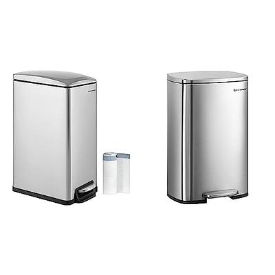 Tyyps Step Trash Can 13 Gallon/50L Stainless Steel Rectangular Kitchen  Metal Garbage Recycle Dustbin Container with lid Removable Inner Pedal  Handle