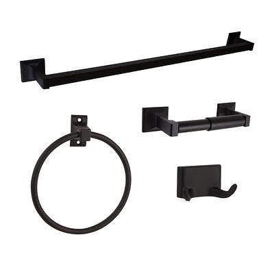 4pc Eastport Bathroom Accessory Kit Matte Black - Design House : Target