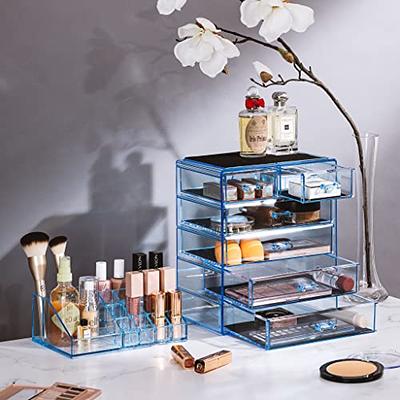 HBlife Acrylic Clear Dustproof Makeup Storage Organizer Drawers Large Skin  Care Cosmetic Display Cases for Bathroom Stackable Storage Box with 6