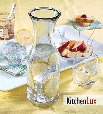 Set of 4 Glass Carafe Clear, 1 Liter Water Pitcher Beverage