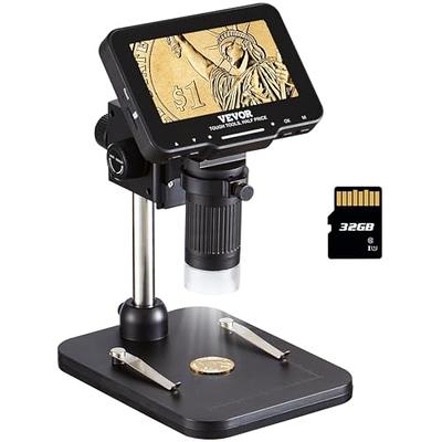VEVOR LCD Digital Microscope for Adults Kids, 4.3 IPS Screen, Coin  Microscope 50X - 1000X Magnification with 8 LED Lights, PC View, 32GB SD  Card, USB Microscope for Windows/MacOS, Black - Yahoo Shopping