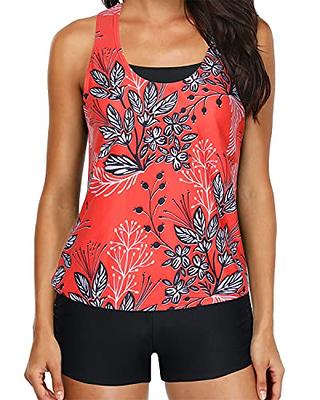 Yonique Women's Halter Tankini Top No Bottom V Neck Swim Top Tummy Control  Bathing Suit Top, Orange Pink Floral, Small : : Clothing, Shoes &  Accessories
