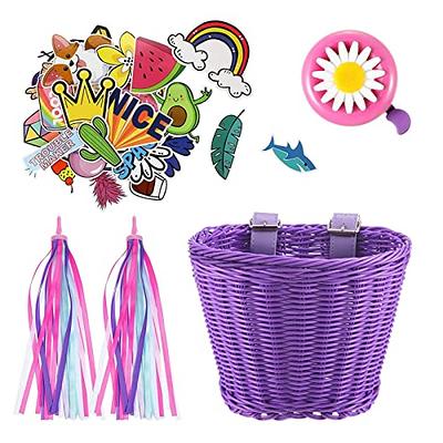 Girl Front Bike Basket Kid's Bike Basket Accessories Children's Small Woven  Wicker Bicycle Basket with Handlebar Streamers Bell for Boys Girls Cycling  - Yahoo Shopping